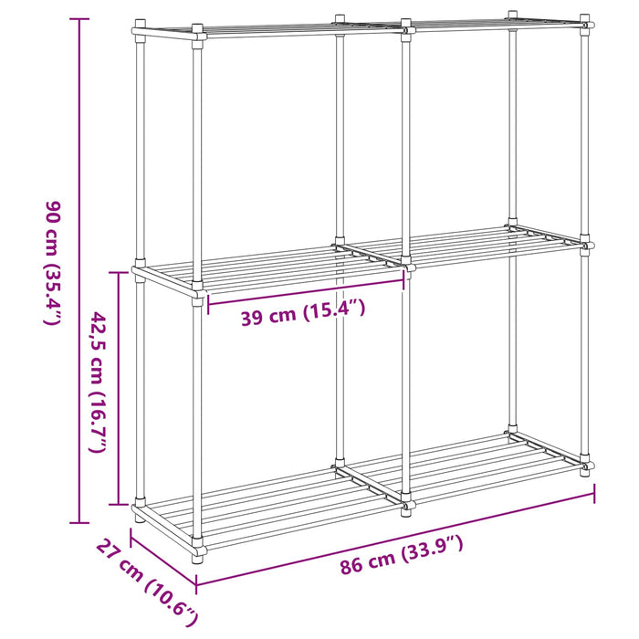 Raft tubular cu depozitare Alb 86 x 27 x 90 cm Aluminiu - WALTI WALTI