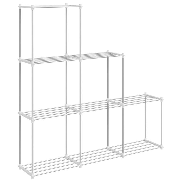 Raft tubular cu depozitare Alb 129 x 27 x 132 cm Aluminiu - WALTI WALTI