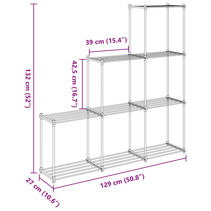 Raft tubular cu depozitare Alb 129 x 27 x 132 cm Aluminiu - WALTI WALTI