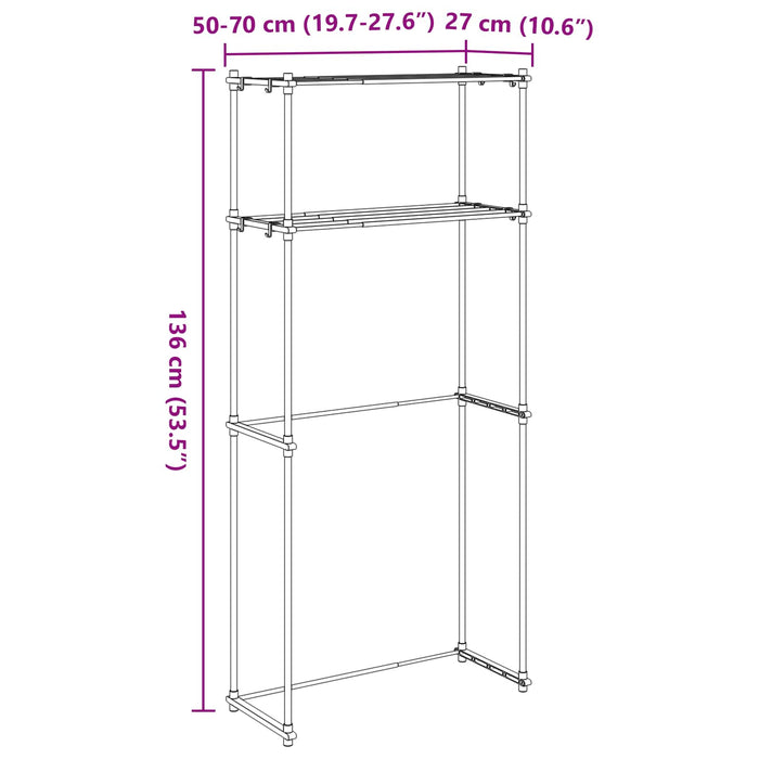 Raft pentru mașină de spălat Alb 70 x 27 x 136 cm Aluminiu - WALTI WALTI