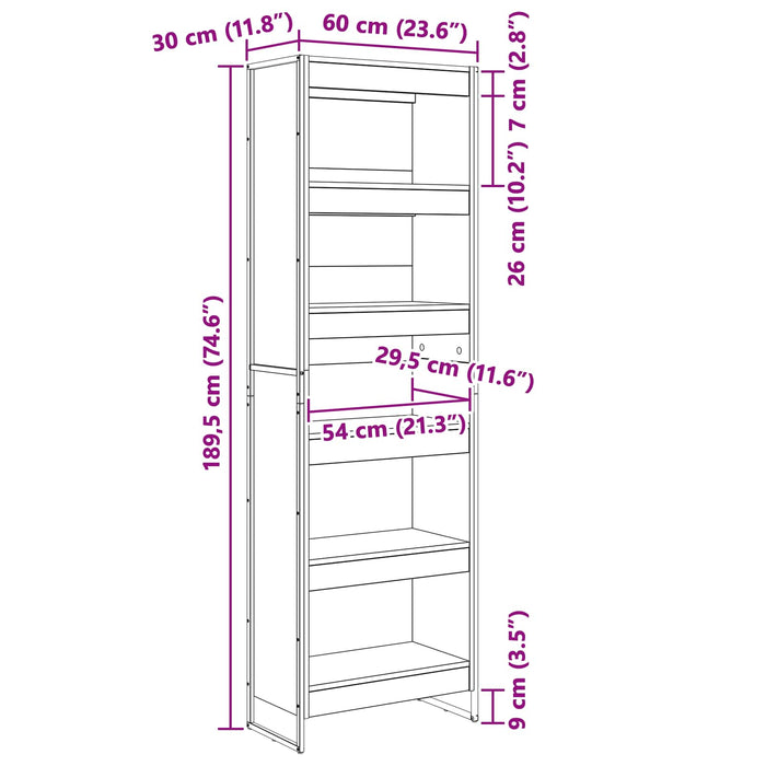 Dulap pentru cărți 2 pcs Stejar artizanal 80 x 30 x 155 cm - WALTI WALTI