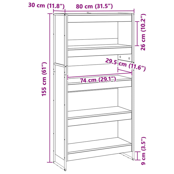 Dulap pentru cărți 2 pcs Stejar Negru 80 x 30 x 155 cm - WALTI WALTI