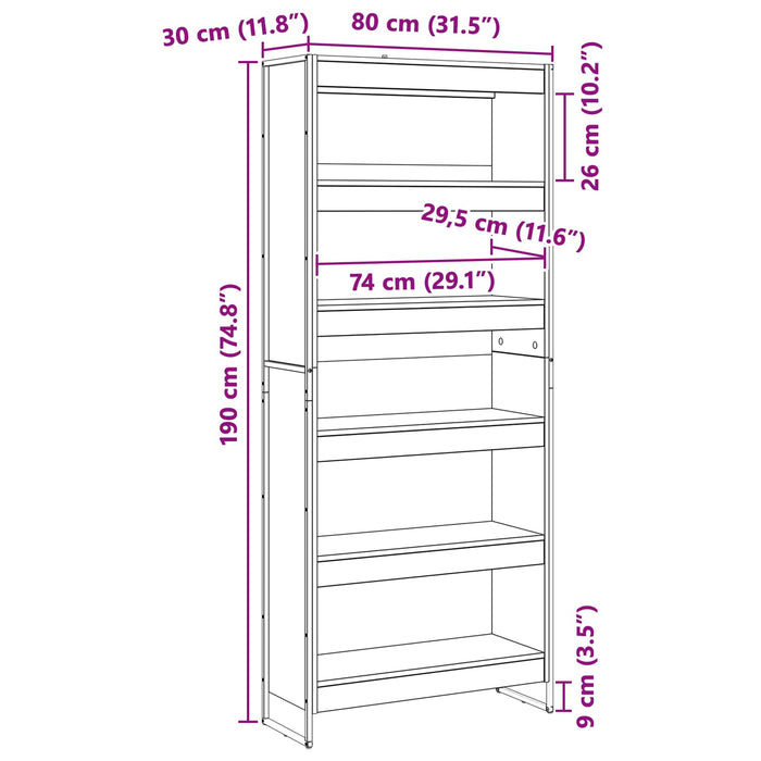 Dulap pentru cărți 2 pcs Stejar artizanal 80 x 30 x 155 cm - WALTI WALTI