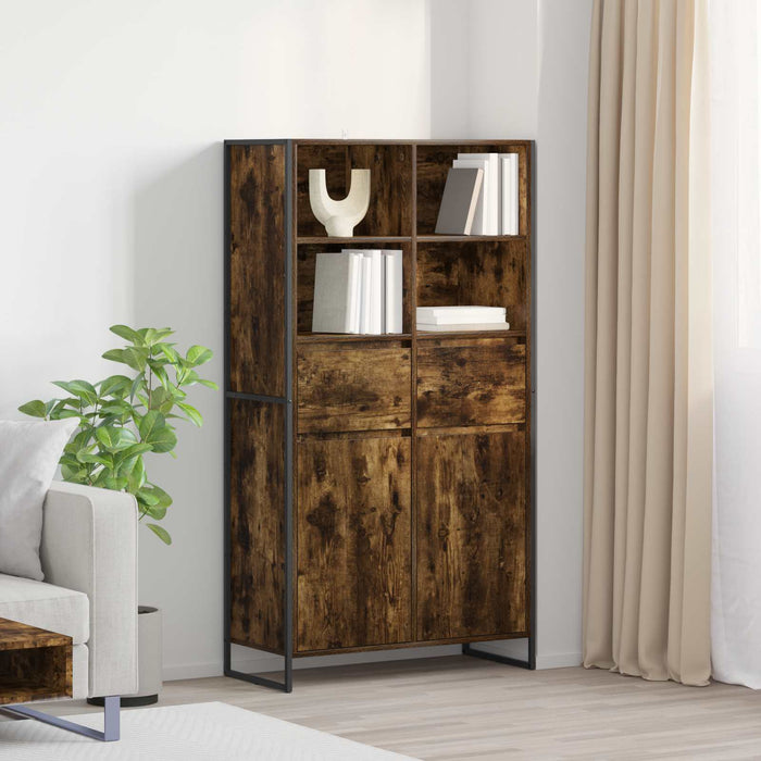 Bufet 2 pcs Stejar fumuriu 81 x 36 x 150.5 cm Lemn compozit - WALTI WALTI