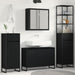 Set de mobilier pentru baie cu raft Stejar Negru Lemn compozit - WALTI WALTI