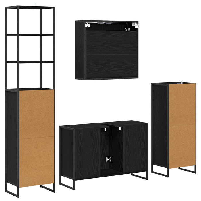 Set de mobilier pentru baie cu raft Stejar Negru Lemn compozit - WALTI WALTI