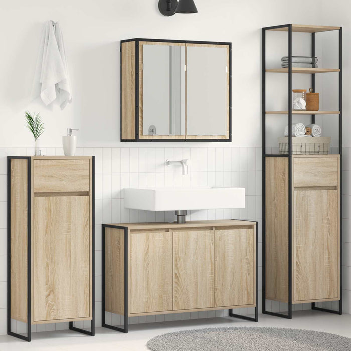 Set de mobilier pentru baie cu raft Stejar Sonoma Lemn compozit - WALTI WALTI