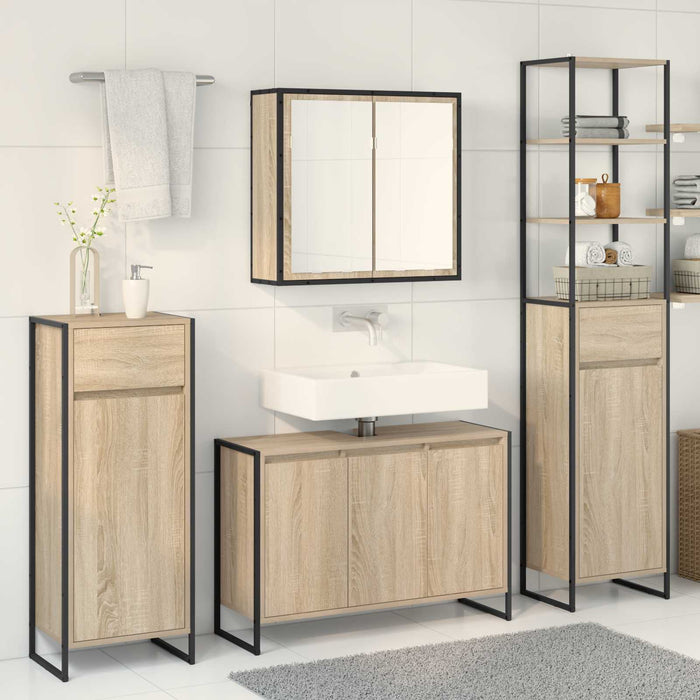Set de mobilier pentru baie cu raft Stejar Sonoma Lemn compozit - WALTI WALTI