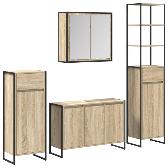 Set de mobilier pentru baie cu raft Stejar Sonoma Lemn compozit - WALTI WALTI