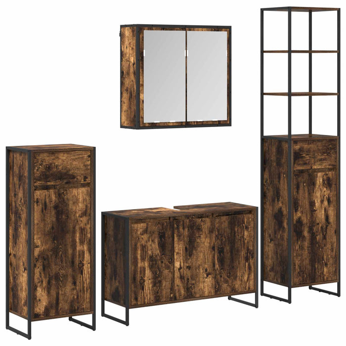 Set de mobilier pentru baie cu ușă Stejar fumuriu Lemn compozit - WALTI WALTI