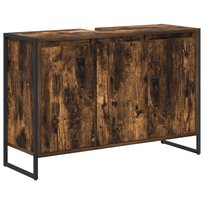 Set de mobilier pentru baie cu ușă Stejar fumuriu Lemn compozit - WALTI WALTI