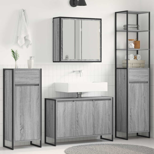 Set de mobilier pentru baie cu sertar Gri Sonoma Lemn compozit - WALTI WALTI