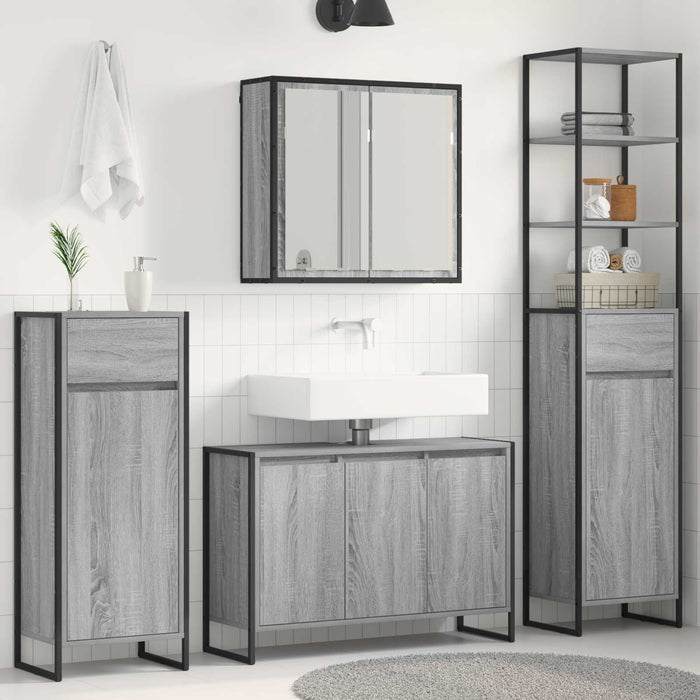 Set de mobilier pentru baie cu sertar Gri Sonoma Lemn compozit - WALTI WALTI