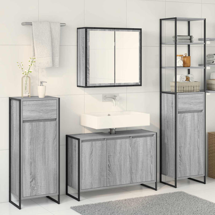 Set de mobilier pentru baie cu sertar Gri Sonoma Lemn compozit - WALTI WALTI