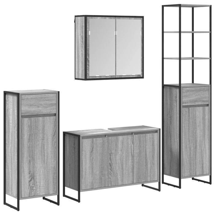 Set de mobilier pentru baie cu sertar Gri Sonoma Lemn compozit - WALTI WALTI