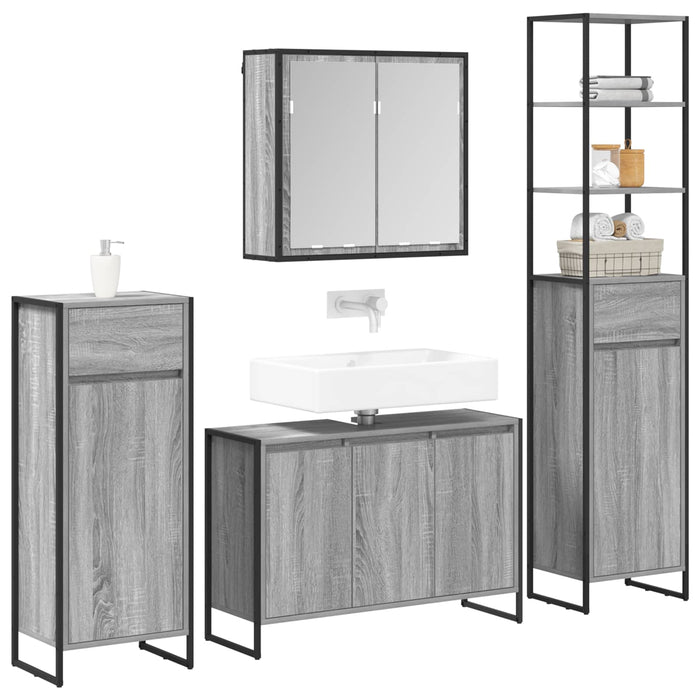 Set de mobilier pentru baie cu sertar Gri Sonoma Lemn compozit - WALTI WALTI