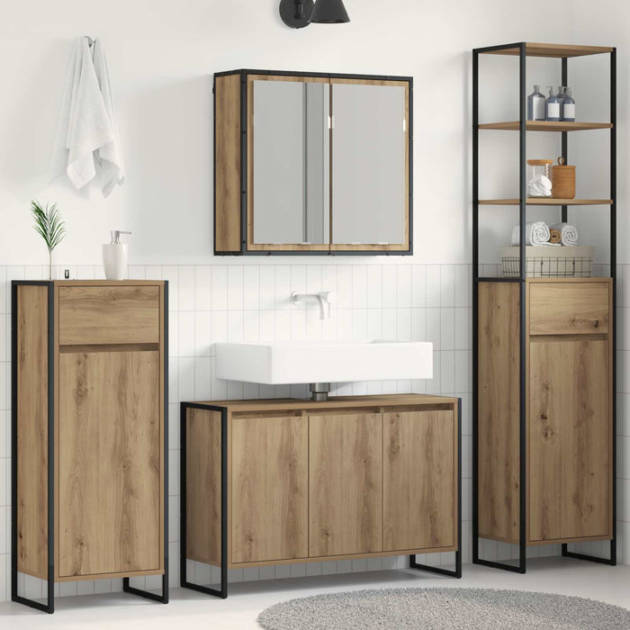 Set de mobilier pentru baie Stejar Artizanal Lemn compozit - WALTI WALTI