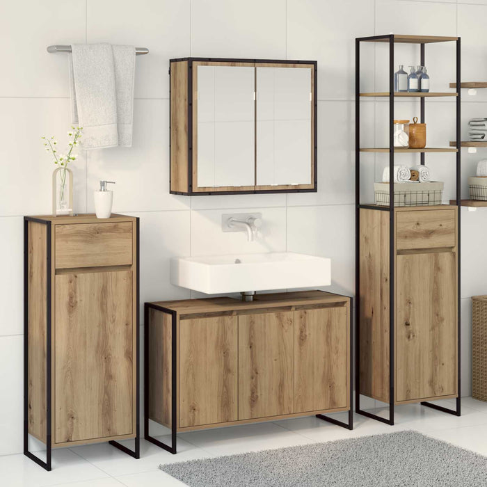 Set de mobilier pentru baie Stejar Artizanal Lemn compozit - WALTI WALTI