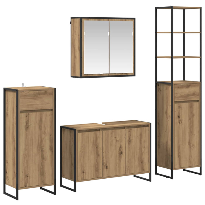 Set de mobilier pentru baie Stejar Artizanal Lemn compozit - WALTI WALTI