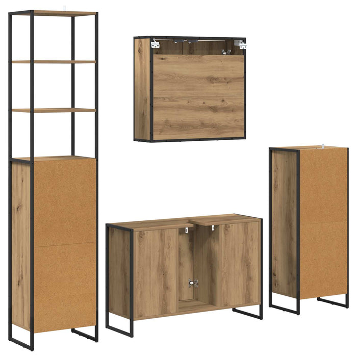 Set de mobilier pentru baie Stejar Artizanal Lemn compozit - WALTI WALTI