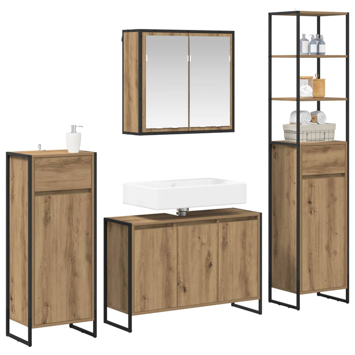 Set de mobilier pentru baie Stejar Artizanal Lemn compozit - WALTI WALTI