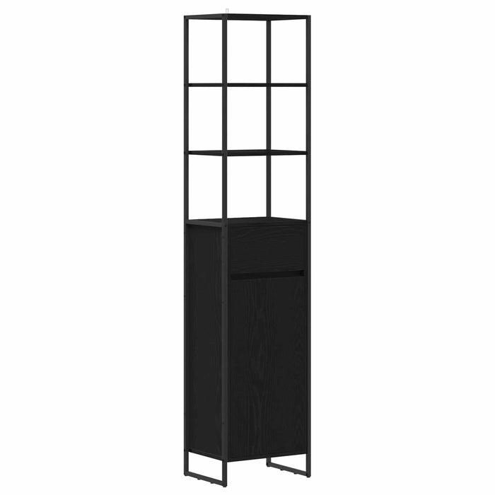Set de mobilier pentru baie cu raft Stejar Negru Lemn compozit - WALTI WALTI