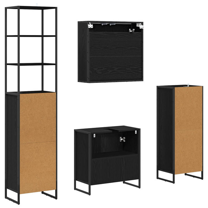 Set de mobilier pentru baie cu raft Stejar Negru Lemn compozit - WALTI WALTI