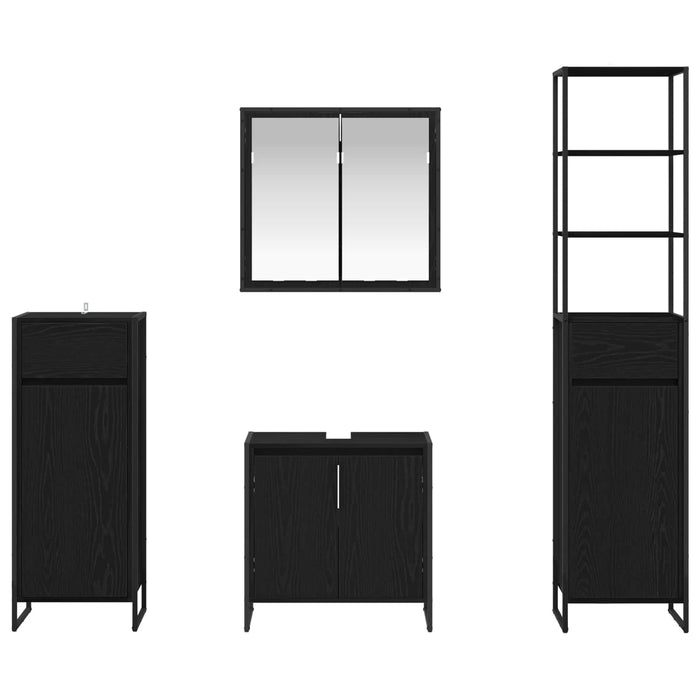 Set de mobilier pentru baie cu raft Stejar Negru Lemn compozit - WALTI WALTI