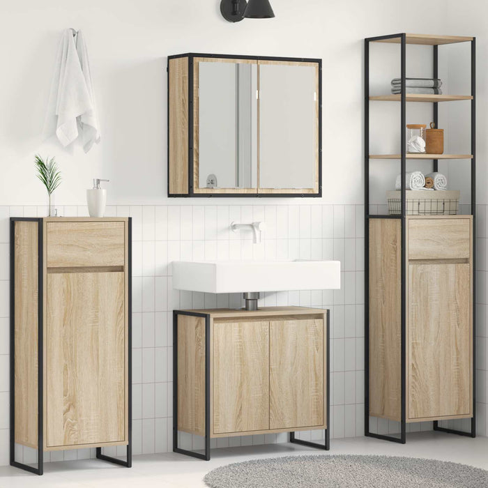 Set de mobilier pentru baie cu raft Stejar Sonoma Lemn compozit - WALTI WALTI