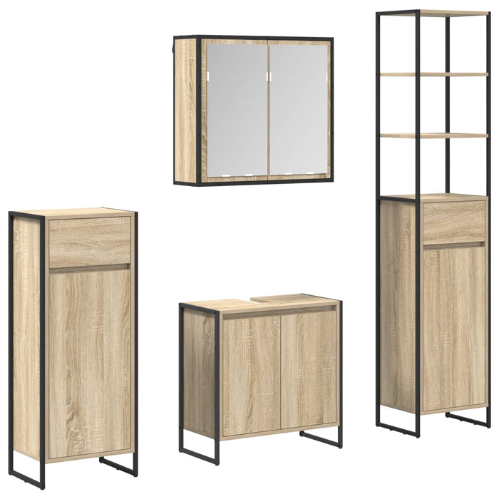 Set de mobilier pentru baie cu raft Stejar Sonoma Lemn compozit - WALTI WALTI