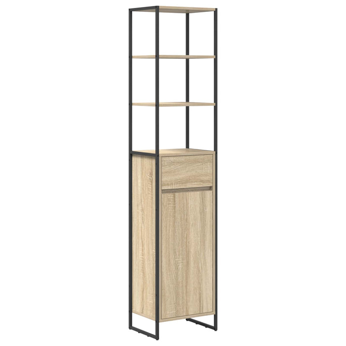 Set de mobilier pentru baie cu raft Stejar Sonoma Lemn compozit - WALTI WALTI