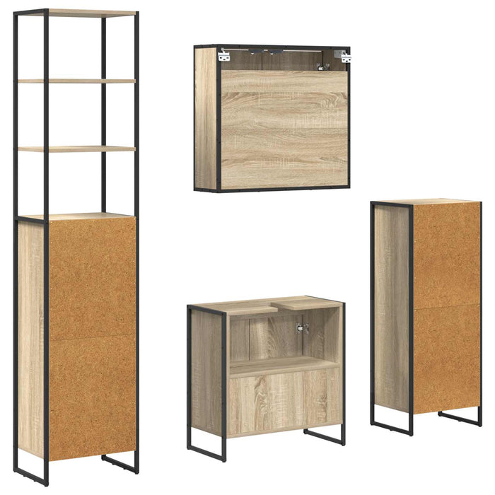 Set de mobilier pentru baie cu raft Stejar Sonoma Lemn compozit - WALTI WALTI