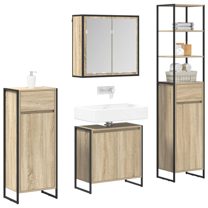 Set de mobilier pentru baie cu raft Stejar Sonoma Lemn compozit - WALTI WALTI