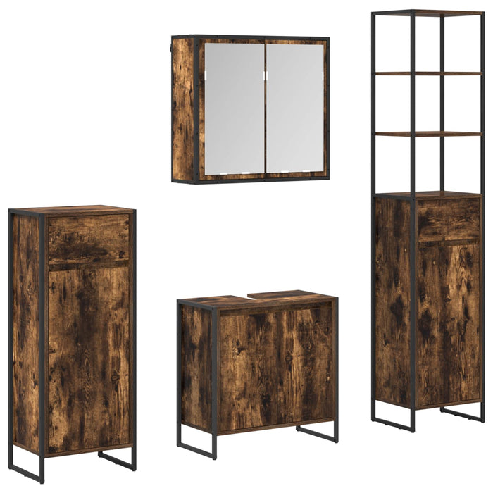 Set de mobilier pentru baie cu ușă Stejar fumuriu Lemn compozit - WALTI WALTI