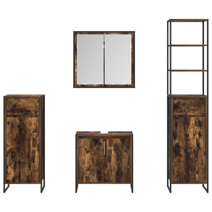 Set de mobilier pentru baie cu ușă Stejar fumuriu Lemn compozit - WALTI WALTI