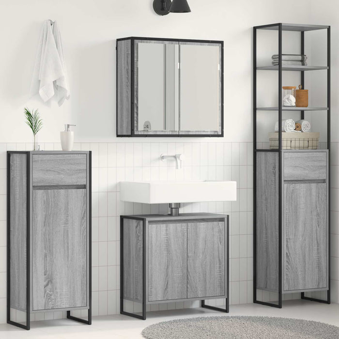 Set de mobilier pentru baie cu sertar Gri Sonoma Lemn compozit - WALTI WALTI