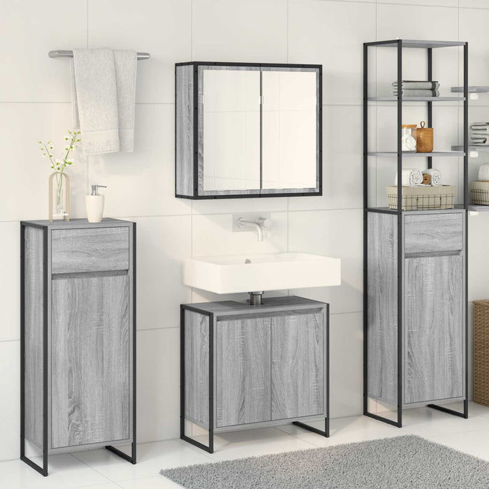 Set de mobilier pentru baie cu sertar Gri Sonoma Lemn compozit - WALTI WALTI