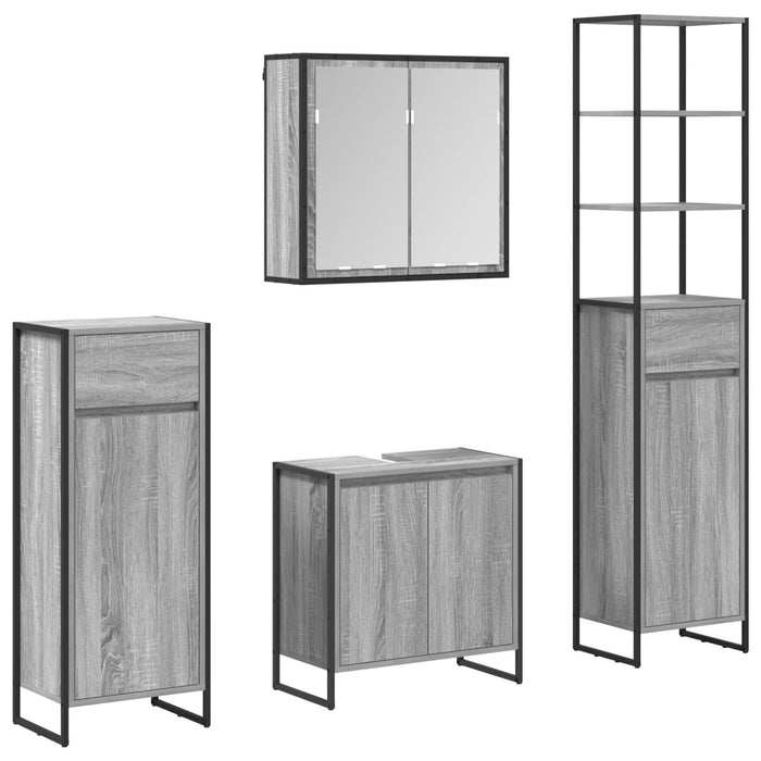 Set de mobilier pentru baie cu sertar Gri Sonoma Lemn compozit - WALTI WALTI