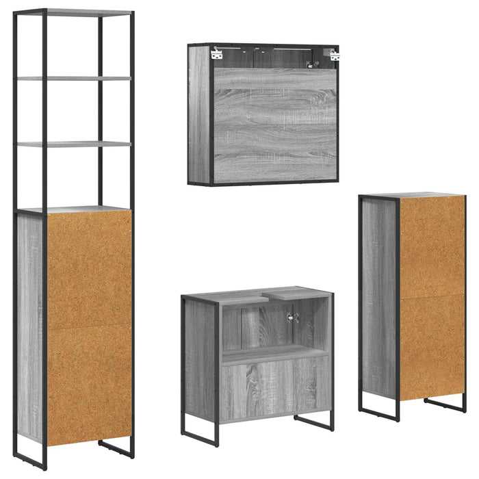 Set de mobilier pentru baie cu sertar Gri Sonoma Lemn compozit - WALTI WALTI