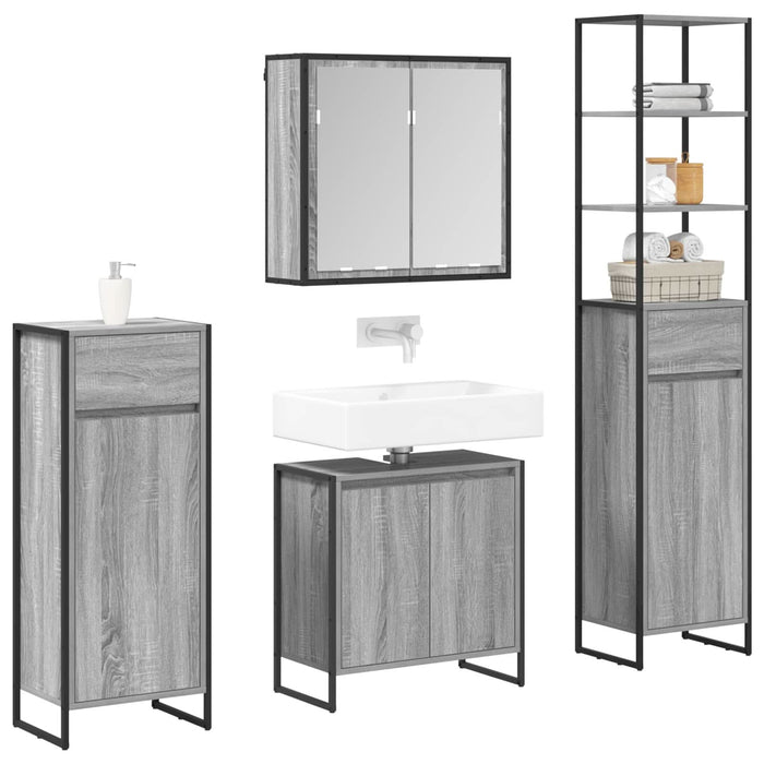 Set de mobilier pentru baie cu sertar Gri Sonoma Lemn compozit - WALTI WALTI
