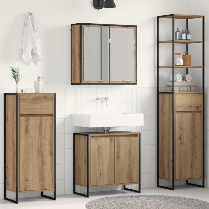Set de mobilier pentru baie Stejar Artizanal Lemn compozit - WALTI WALTI