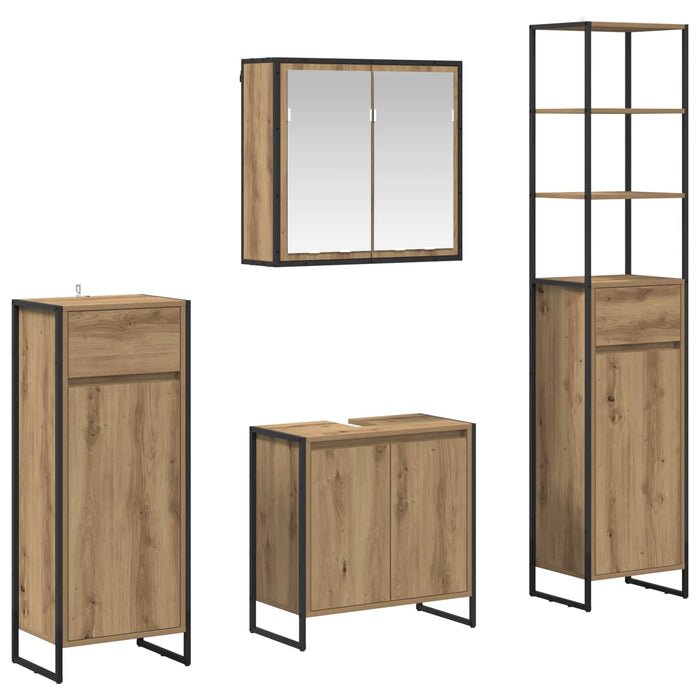 Set de mobilier pentru baie Stejar Artizanal Lemn compozit - WALTI WALTI