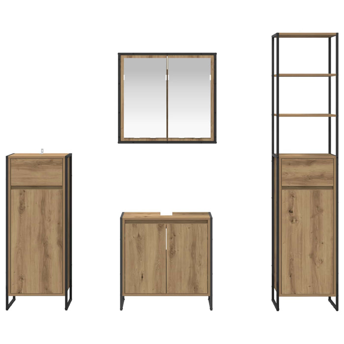 Set de mobilier pentru baie Stejar Artizanal Lemn compozit - WALTI WALTI