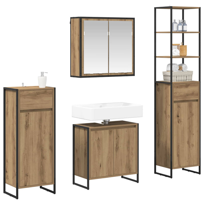 Set de mobilier pentru baie Stejar Artizanal Lemn compozit - WALTI WALTI