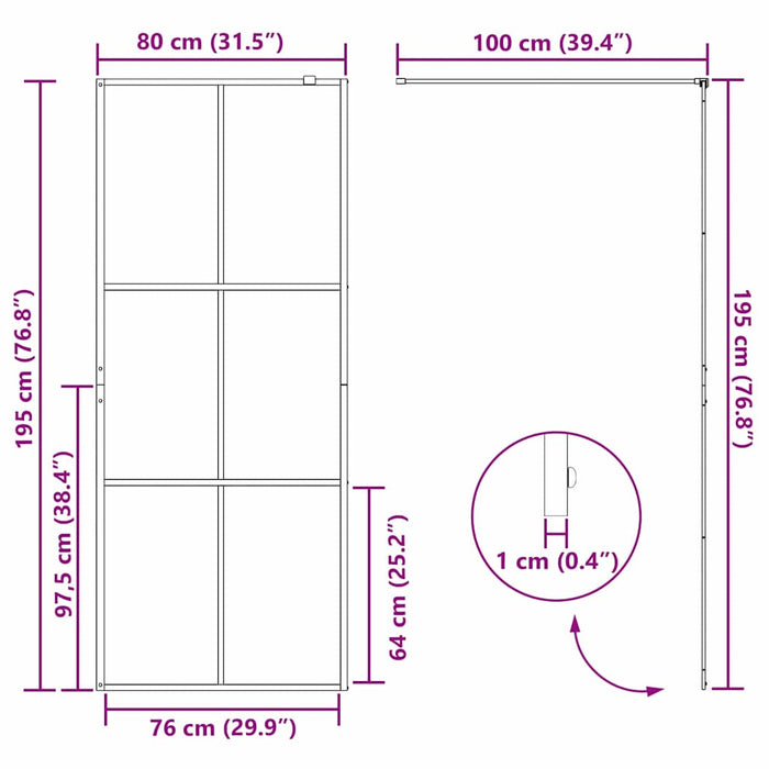 Zid de duș walk-in Negru 80 x 195 cm sticlă securizată - WALTI WALTI