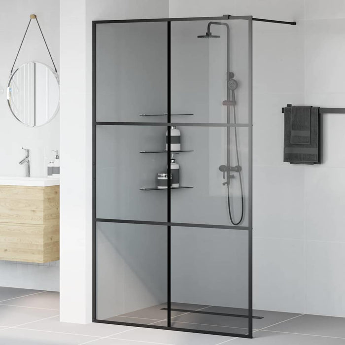 Zid de duș walk-in Negru 115 x 195 cm sticlă securizată - WALTI WALTI