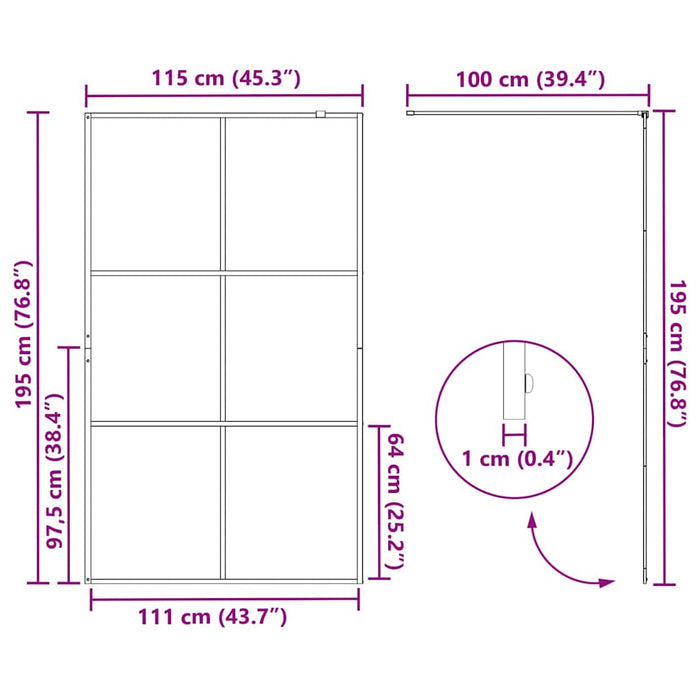 Zid de duș walk-in Negru 115 x 195 cm sticlă securizată - WALTI WALTI
