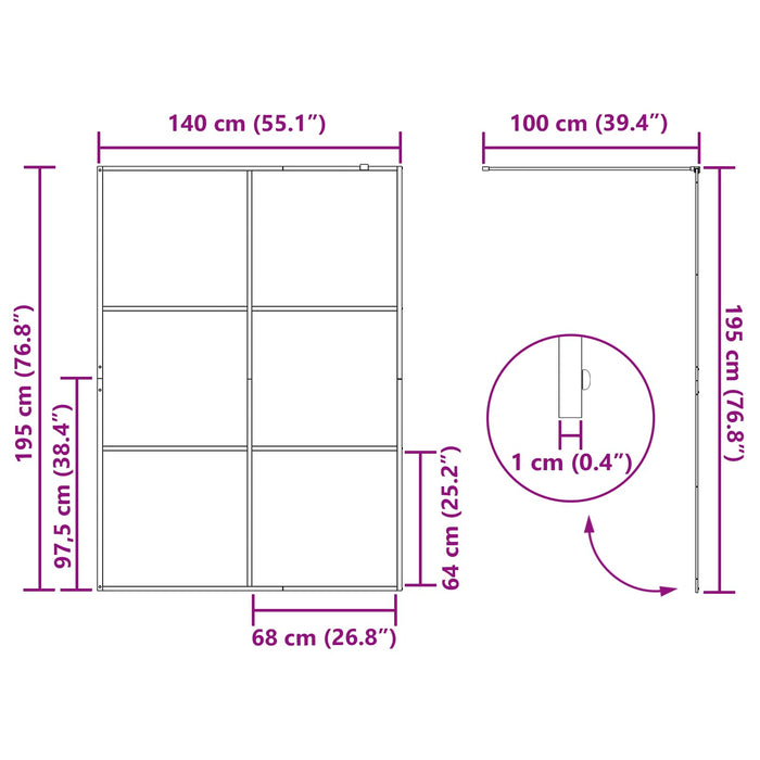 Zid de duș walk-in Negru 140 x 195 cm sticlă securizată - WALTI WALTI