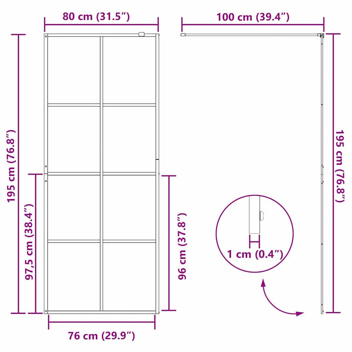Zid de duș walk-in Negru 80 x 195 cm sticlă securizată - WALTI WALTI