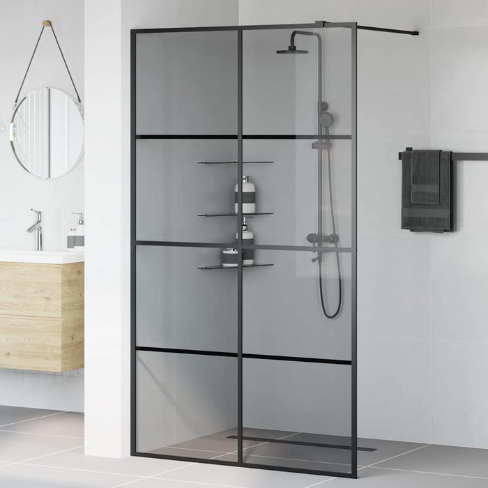 Zid de duș walk-in Negru 115 x 195 cm sticlă securizată - WALTI WALTI